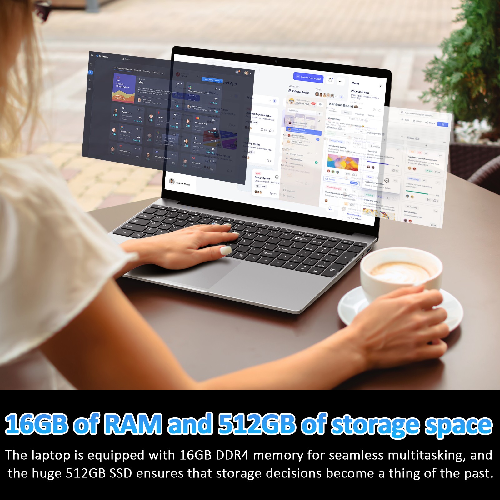 15.6″ Laptop Computer 4 Core N95 16GB+512GB Support Fingerprint, WiFi 5, BT 5.0
