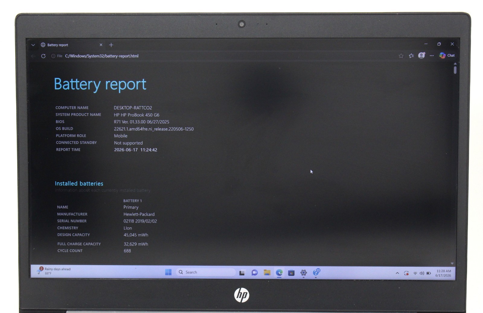 HP Probook 450 G6 15.6″ 256GB SSD 16GB RAM Win 11 Pro 1.6GHz i5-8265U; 6185635