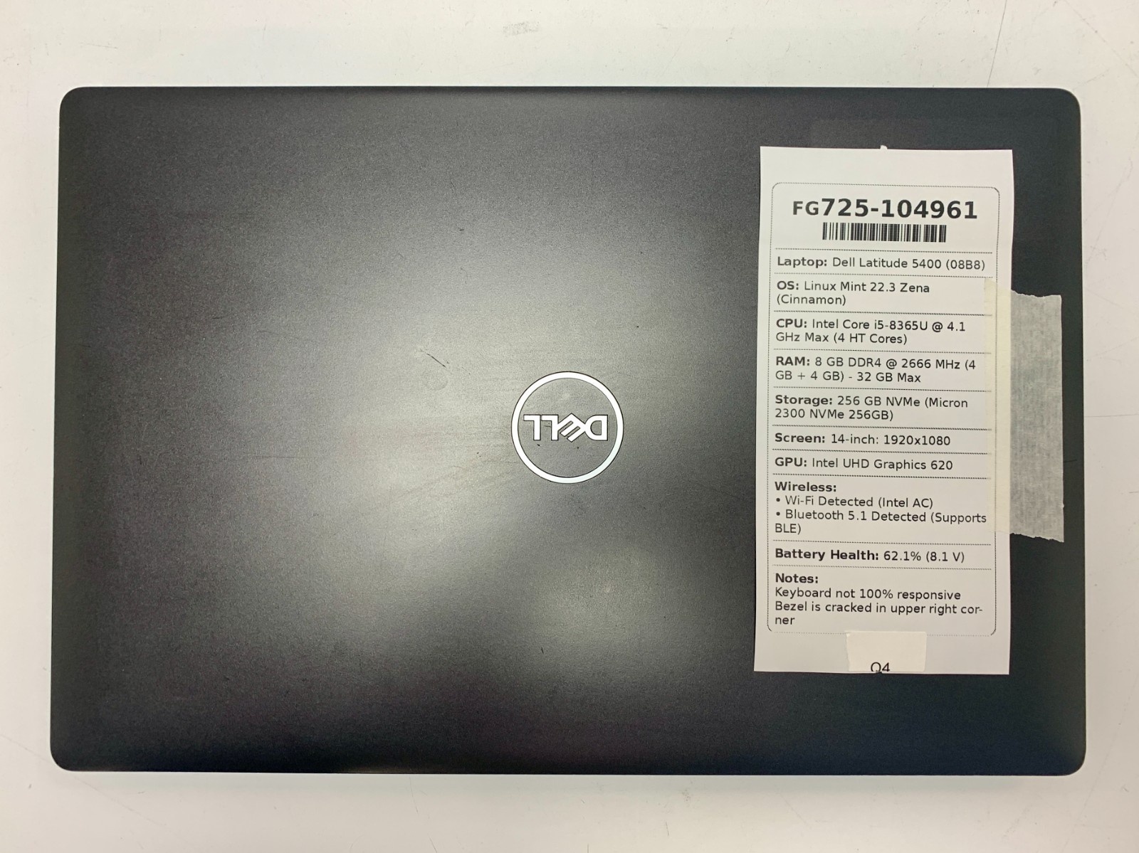 Dell Latitude 5400 | i5-8365 | 8GB RAM | 256GB NVMe | LINUX