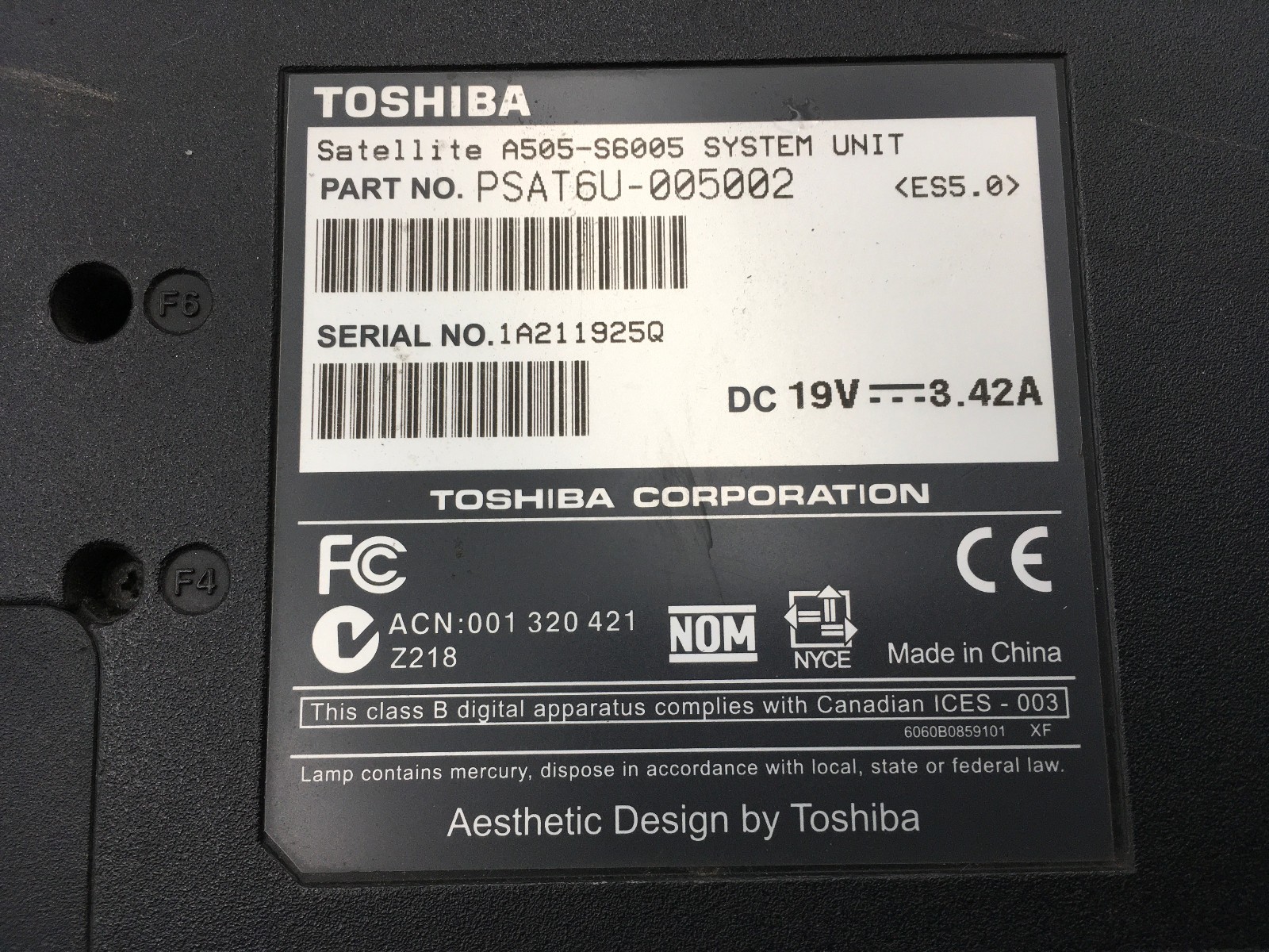 TOSHIBA SATELLITE A505 S6005 -FOR PARTS/REPAIR- INTEL i3-330M – 4GB RAM -READ-BB
