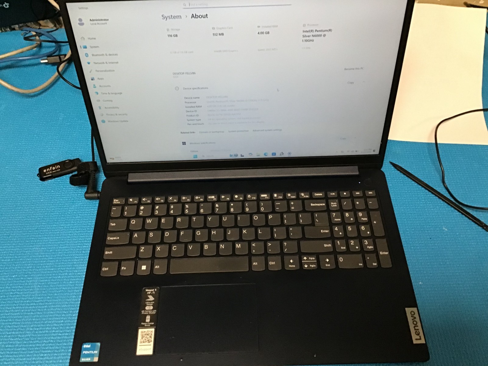 Lenovo IdeaPad 1 15IJL7 15″ Intel Pentium 4GB RAM 128GB Windows 11
