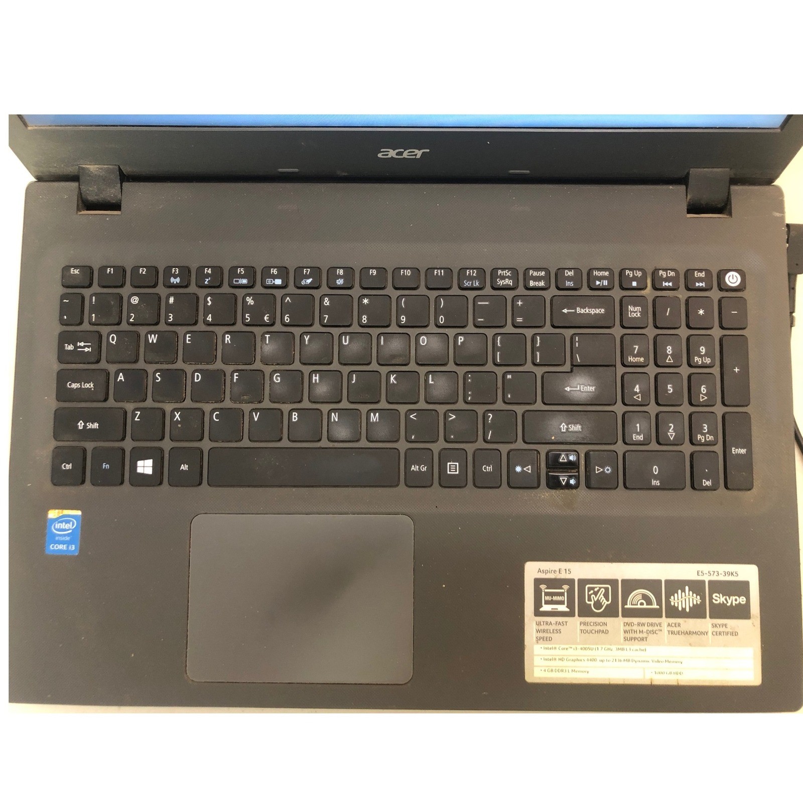 Acer Aspire E 15 E5-573-39K5 Laptop Intel Powers On No Hard Drive Parts Repair