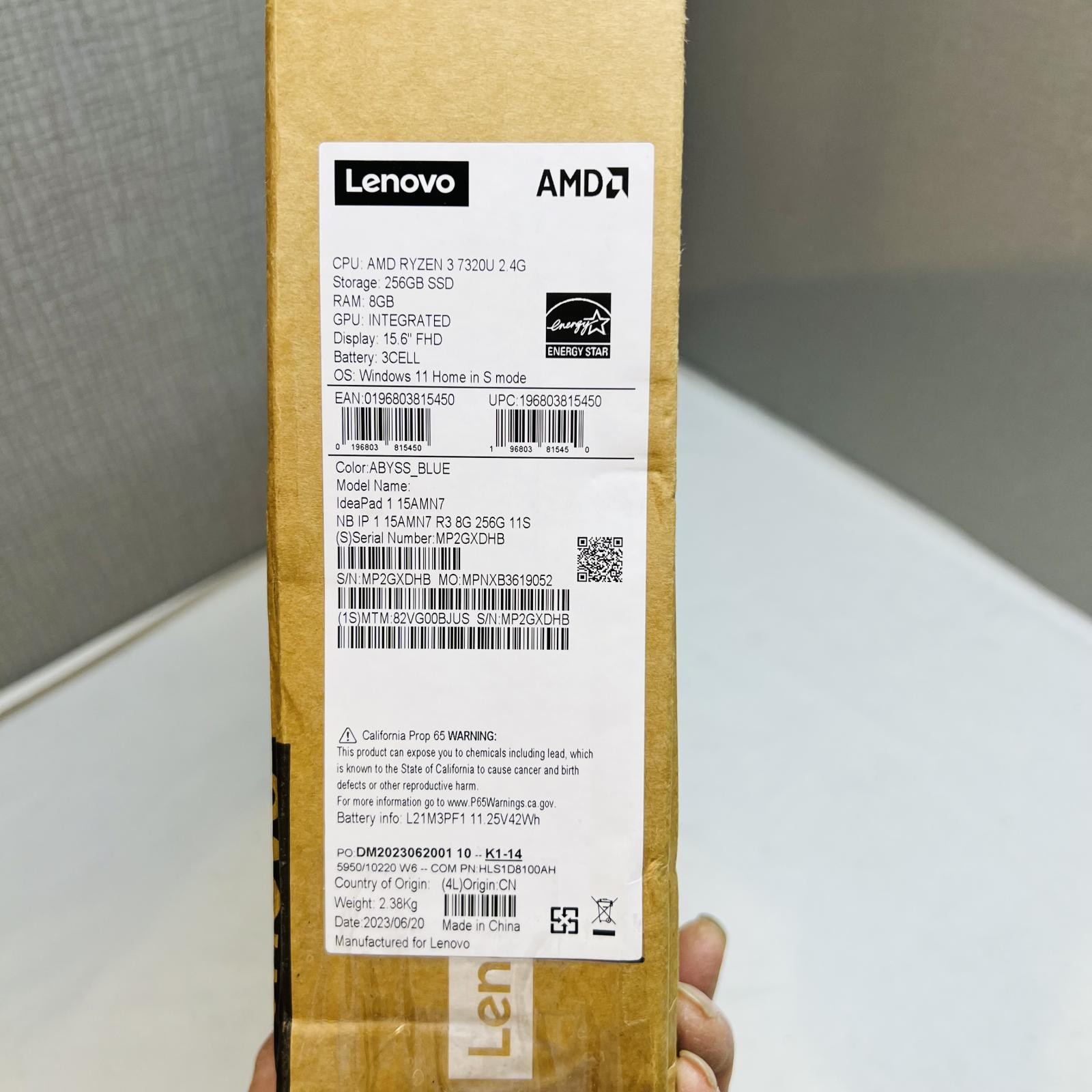LENOVO IdeaPad 1 15AMN7, 15.6″ FHD, Ryzen 3 7320U, 8GB, 256GB SSD, Abyss Blue