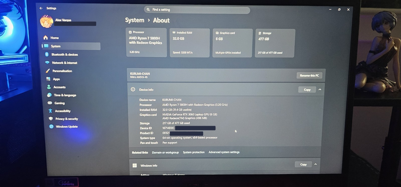Acer Nitro 5 AN515-45 Gaming Laptop upgraded 32GB RAM RTX 3060 512GB SSD +Bundle
