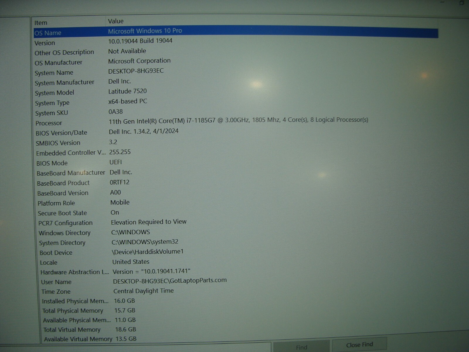 Dell Latitude 7520 15.6″ FHD Intel i7-1185G7 3GHz 16GB 256GB +Charger Win 10 Pro