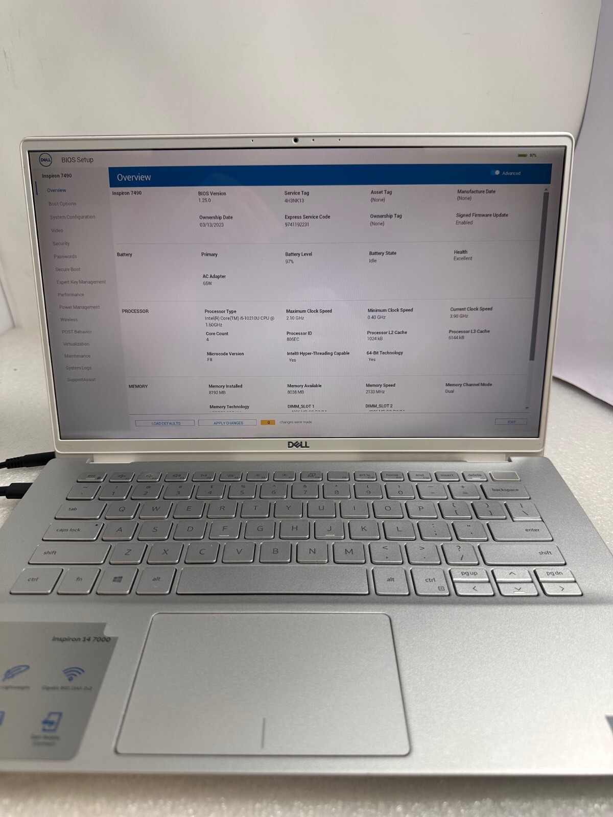 Dell Inspiron 7490 14″ FHD Intel Corei5-10210U 8GB RAM256gb PCIe Windows 11
