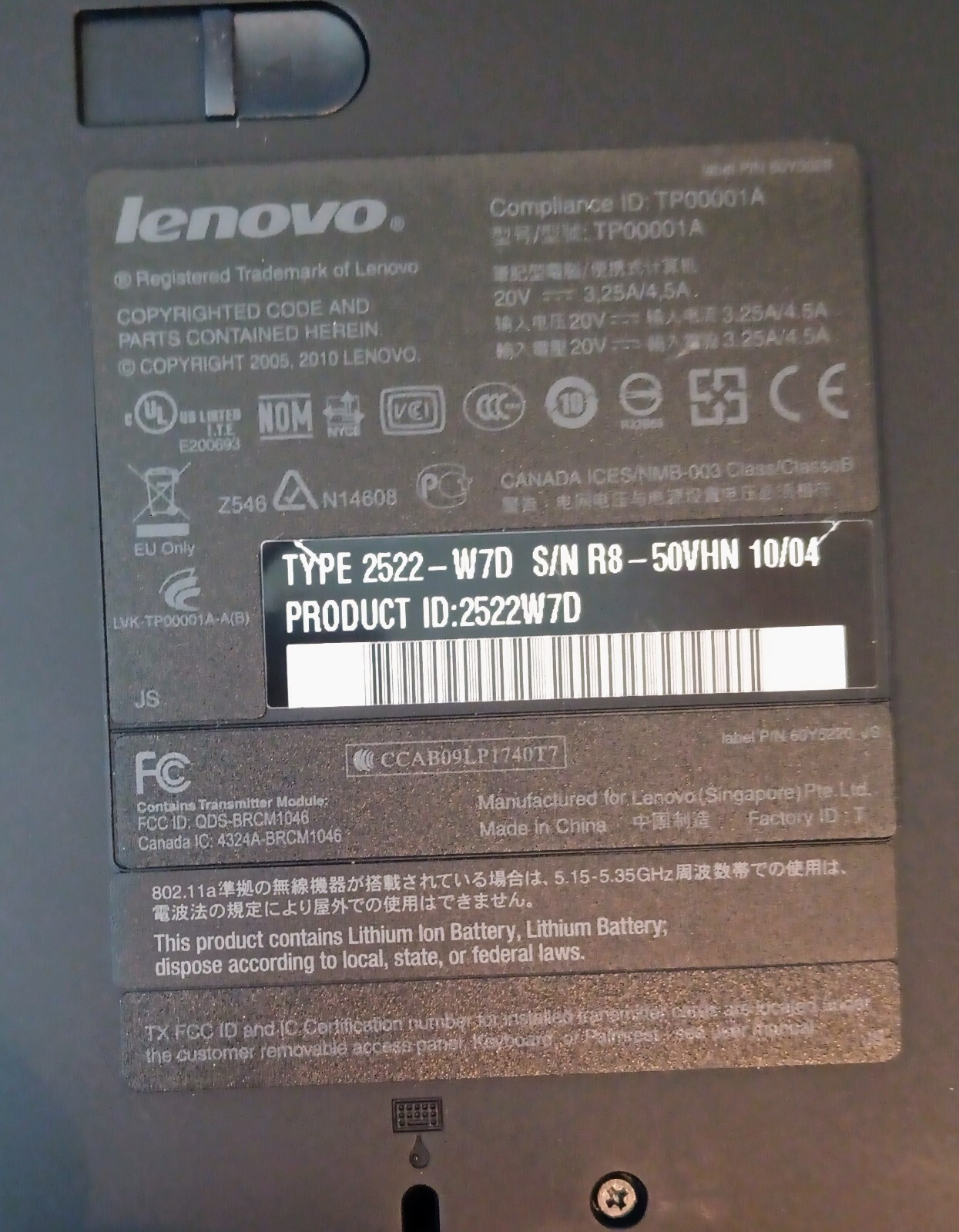 Lenovo ThinkPad T410 2522 i5-540M Laptop Parts – Not Working