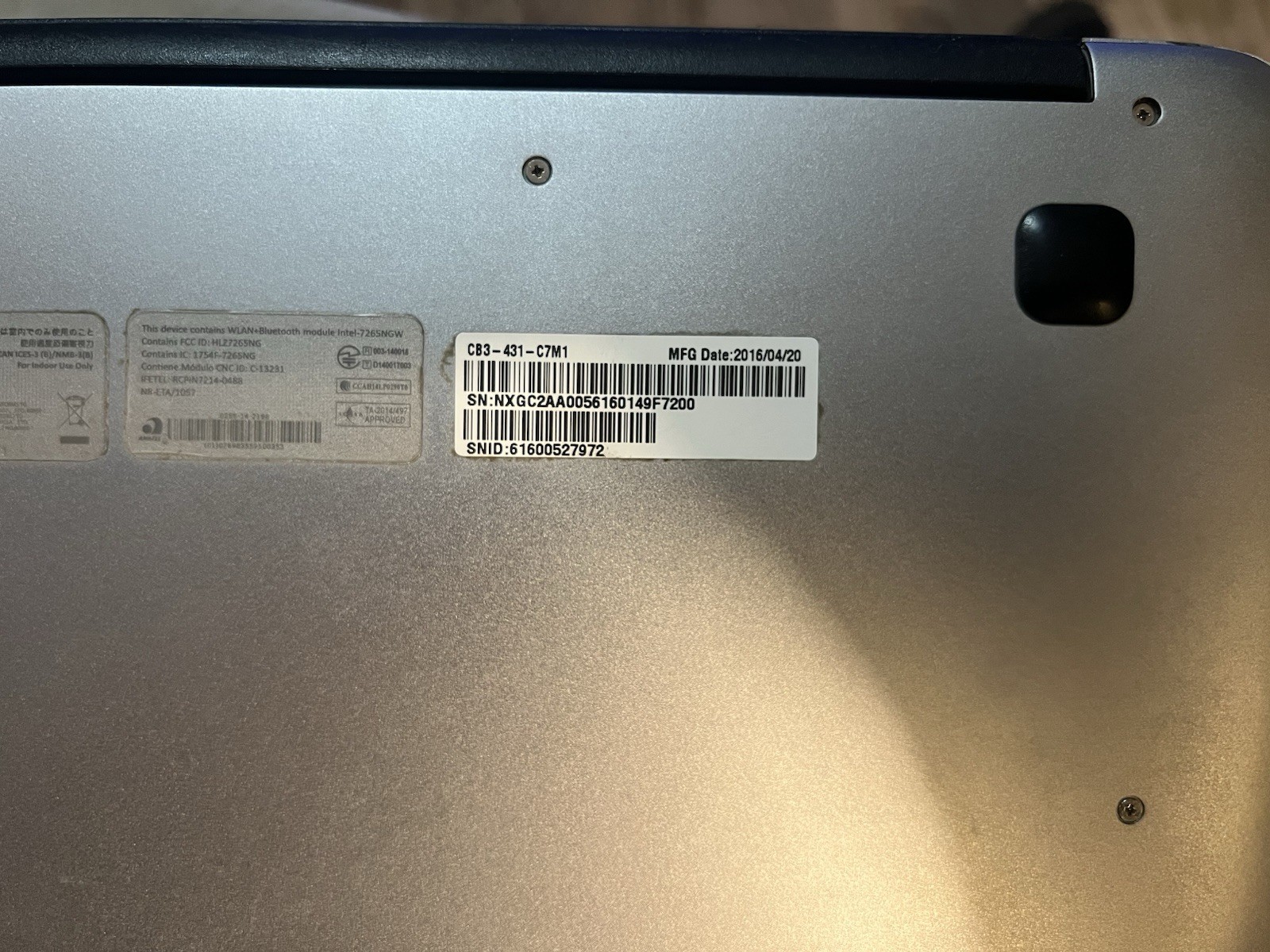 Acer Chromebook 14 CB3-431 14″ For Parts Celeron N3160 1.6GHz 4GB RAM