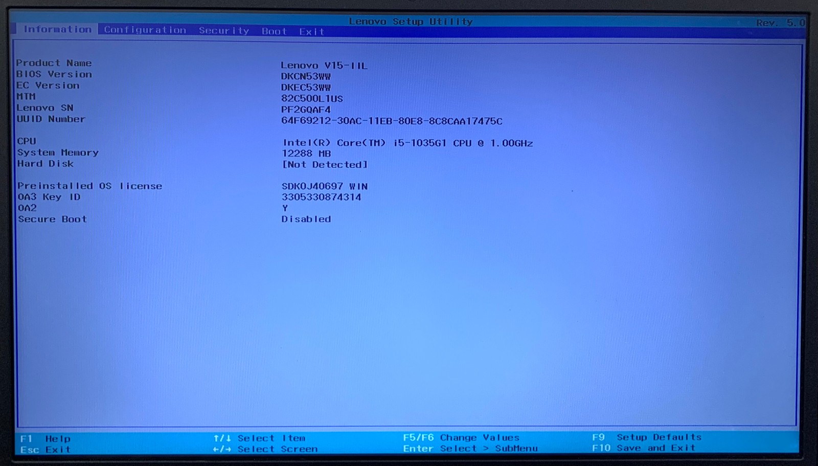 Lenovo V15-IIL 15.6″ Laptop i5-1035G1, No RAM/Storage, Boots to BIOS