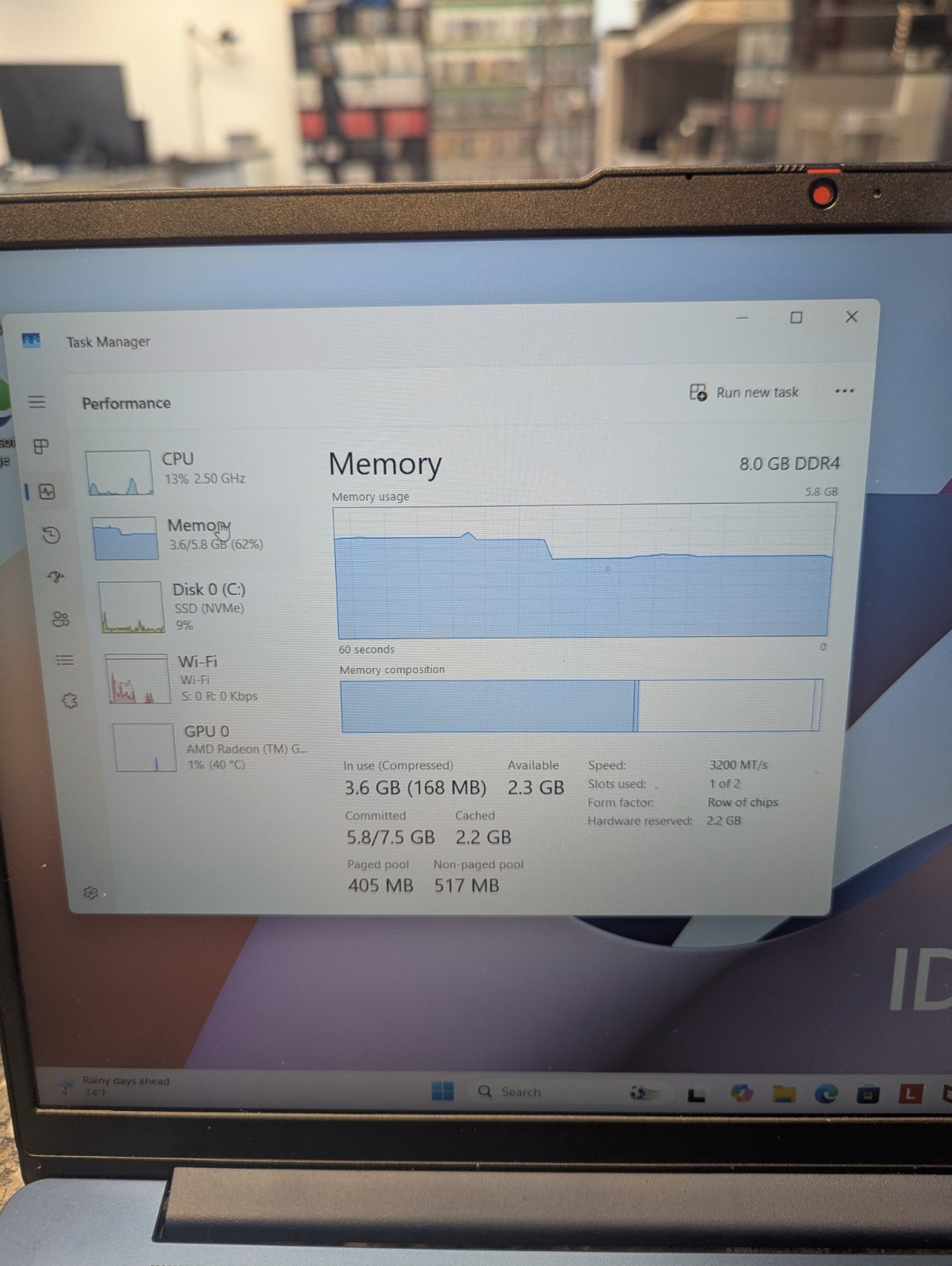 Lenovo IdeaPad Slim 3 15.6 in 512GB SSD AMD Ryzen 5 7530U 2GHz 8GB W11h Touch