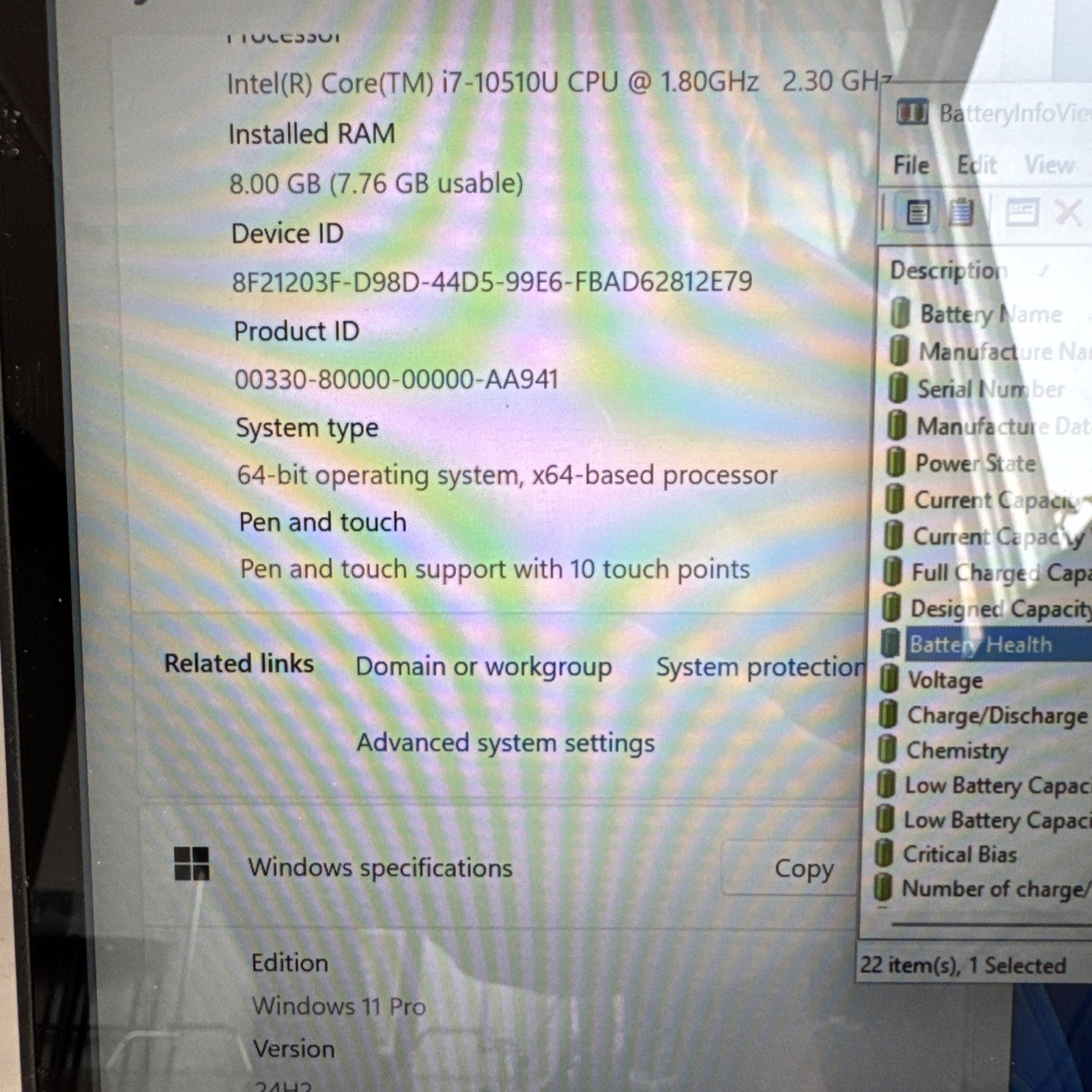 Dell Inspiron 5491 2 In 1 Intel Core i7-10510U @1.80GHz 8GB RAM 500GB SSD W11P