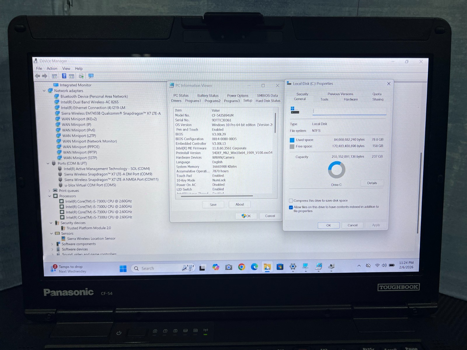CF-54J5894VM, i5-7300U @2.60GHz, 16GB, 256GB SSD M.2, TOUCHSCREEN, 4G LTE, HDMI