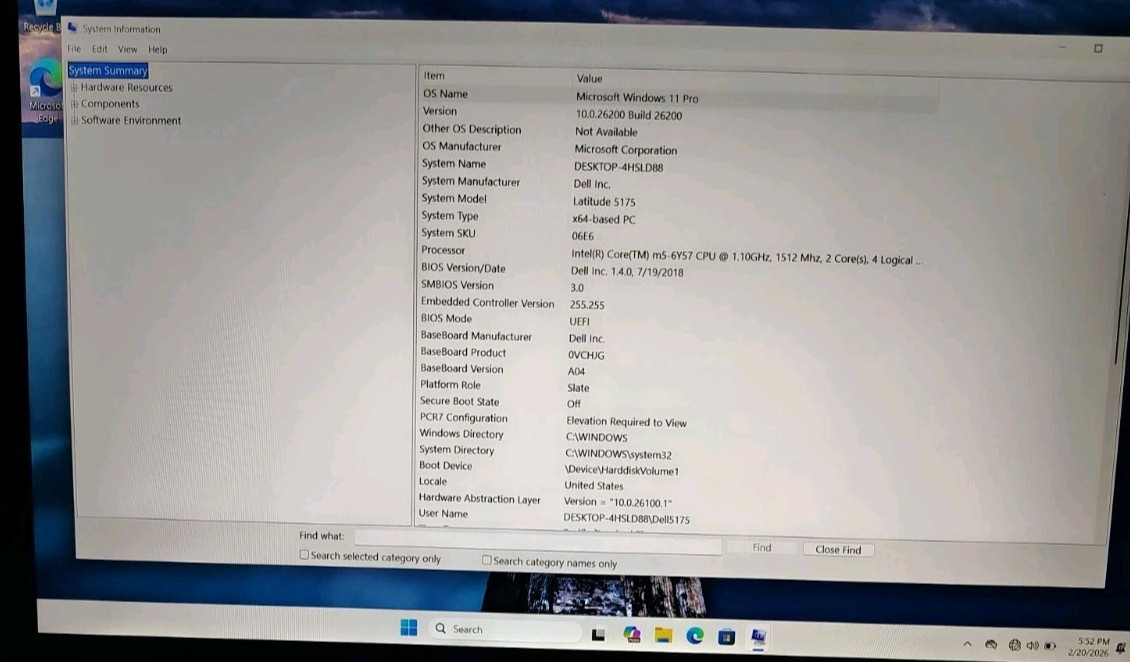 Dell Latitude 5175 10.8″ Touch Tablet Laptop 1.1GHz 8GB 256GB SSD Windows 11 Pro