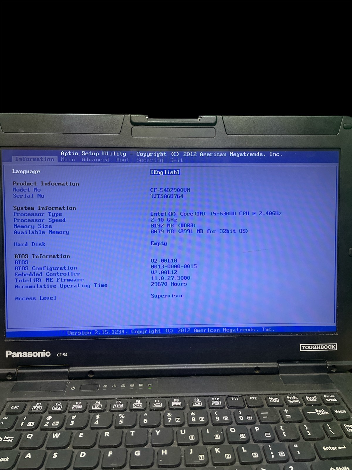 Panasonic Toughbook CF-54D2900VM – SSD Removed – Missing Parts – AS-IS / For Rep