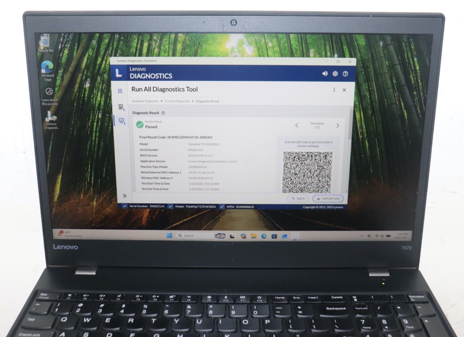 Lenovo ThinkPad T570 Intel core i5@2.40GHz|16GBRAM|256GBSSD|WIN 11.PRO|Webcam|