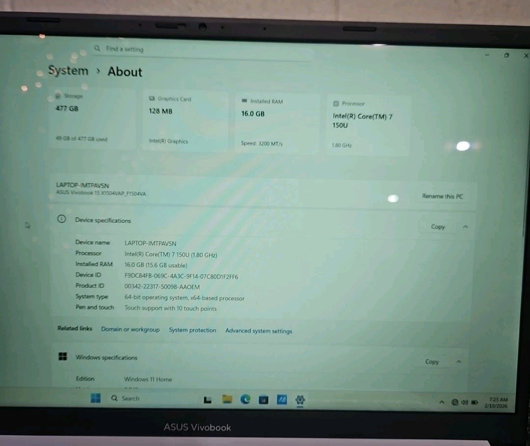 ASUS F1504V Vivobook 15.6″ i7-150U 16GB, MEMORY, 512GB SSD Laptop