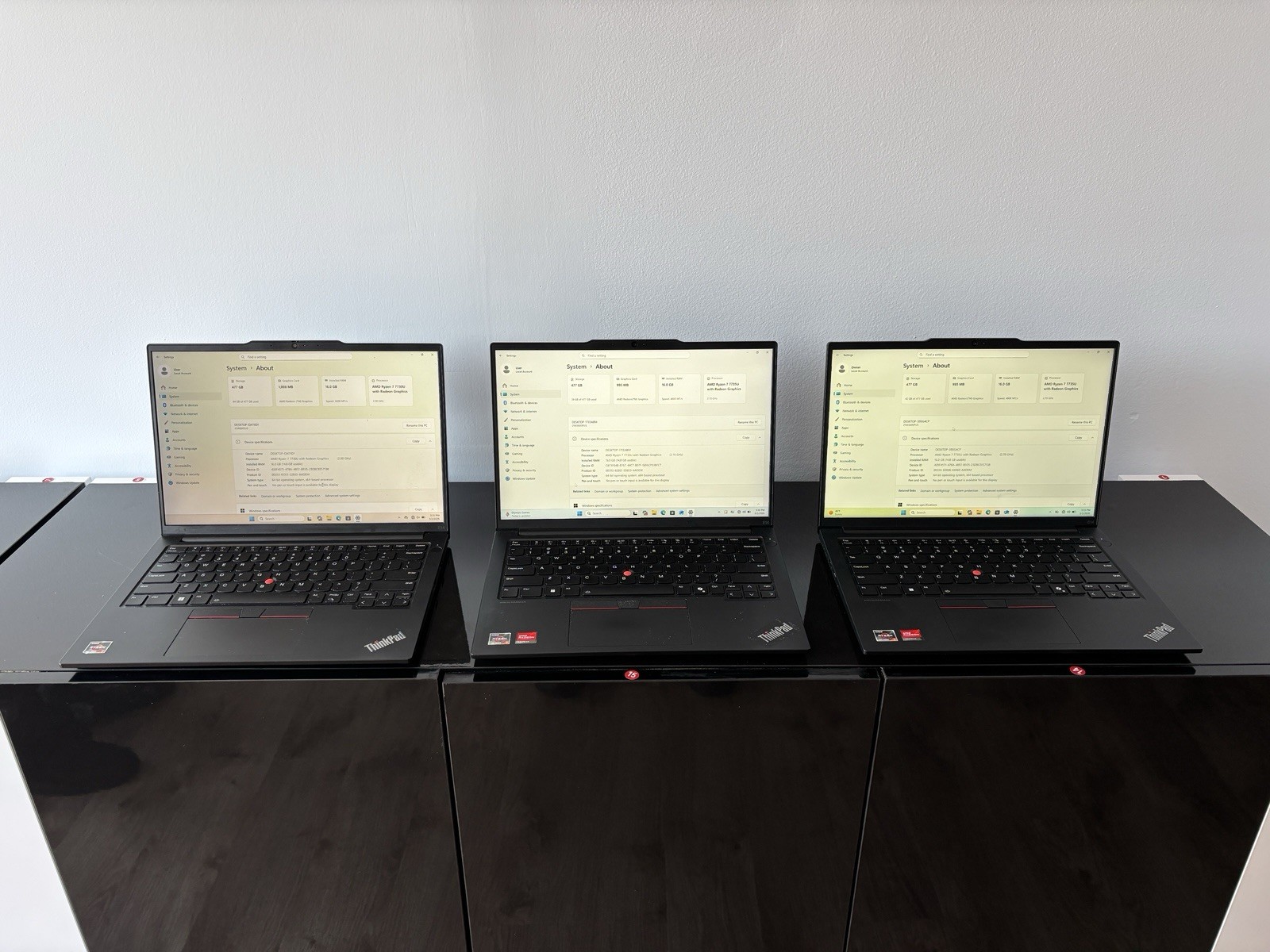 Lot Of 3 Lenovo ThinkPad E14 14″/ AMD Ryzen 7- 7735U/ 16 GB RAM /512 GB