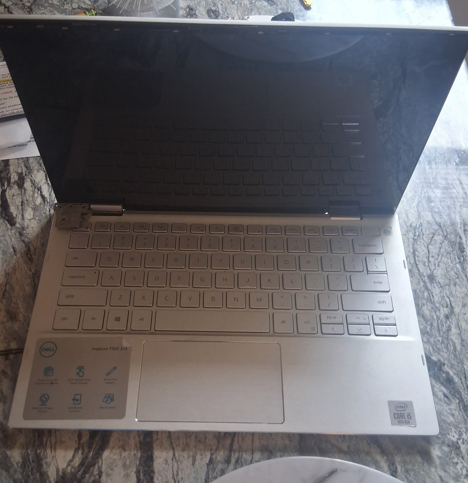 dell laptop corei5 intel inspiron 7300 2n1 power key with fingerprint reader
