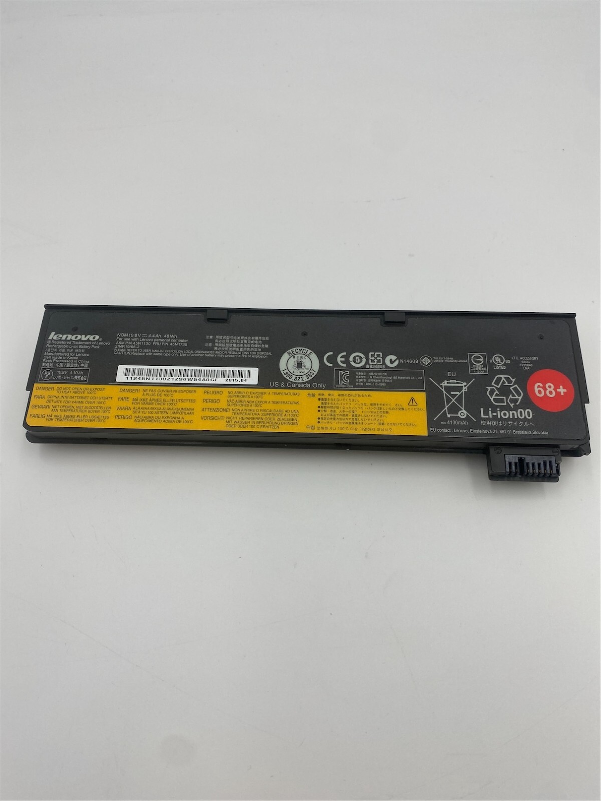 Lenovo Thinkpad Battery 6c 10.8V 48Wh 68+ Date Code: 2015.04 BATT: 75% 45N1735