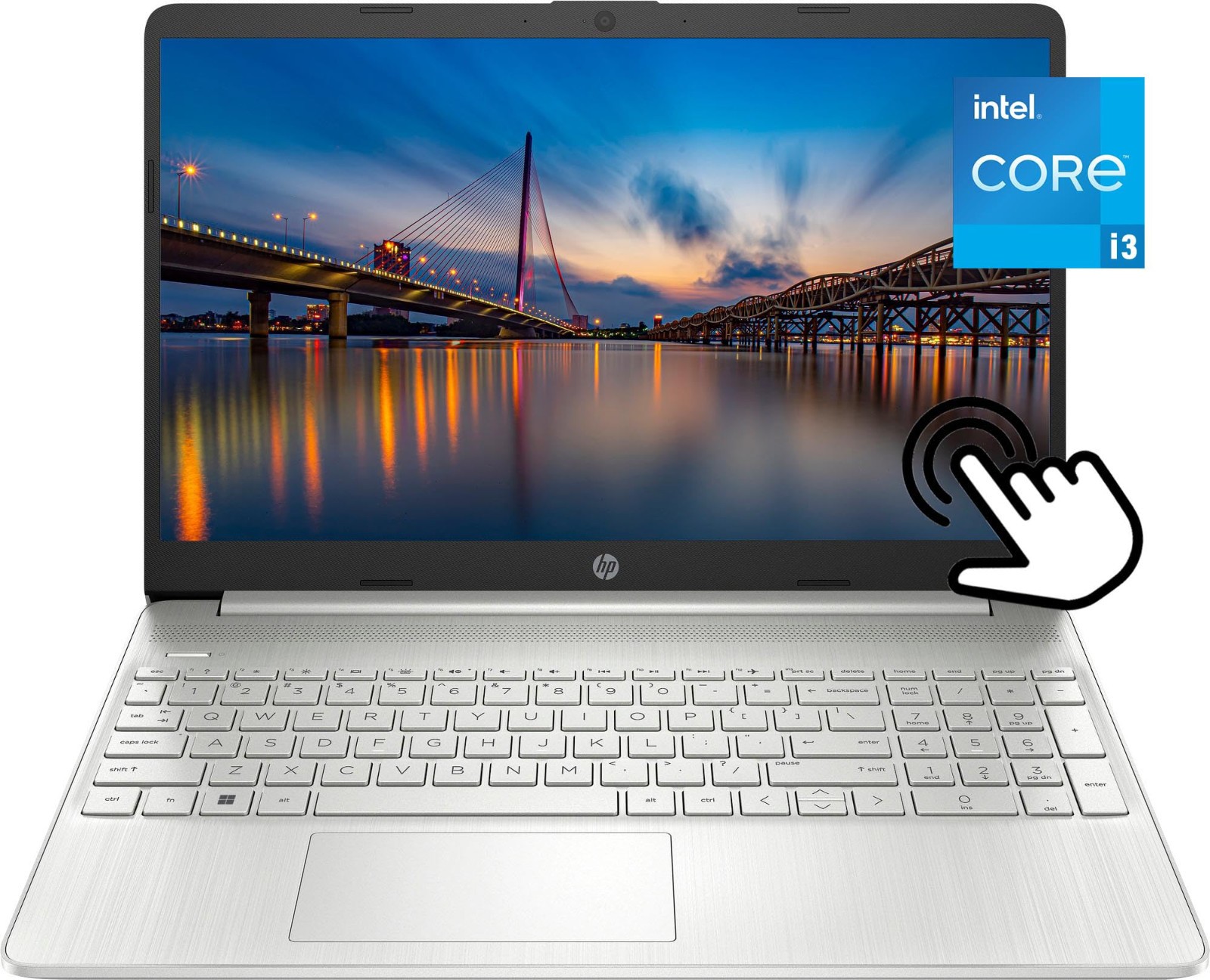 HP – 15.6″ Touch-Screen Laptop – Intel Core i3 – 8GB Memory – 256G – 15-fd0123dx