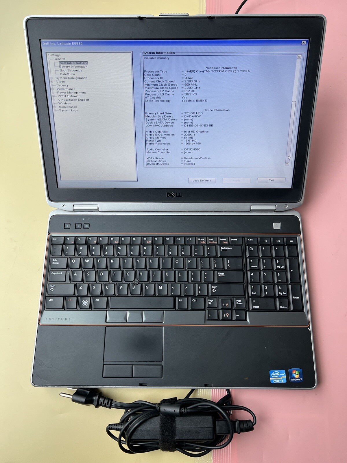 Dell Latitude E6520 15.6″ Core i3-2330M 2.20GHz 4GB RAM 320GB BLUETOOTH BACKLIT