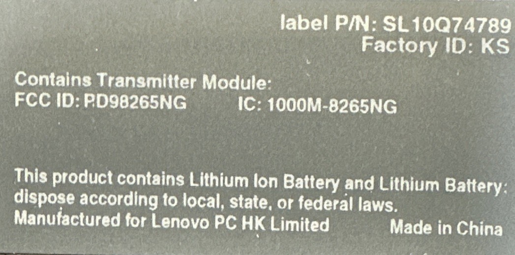 Lenovo ThinkPad T580 Tested LCD Screen w/ Chassis & Battery- No Motherboard