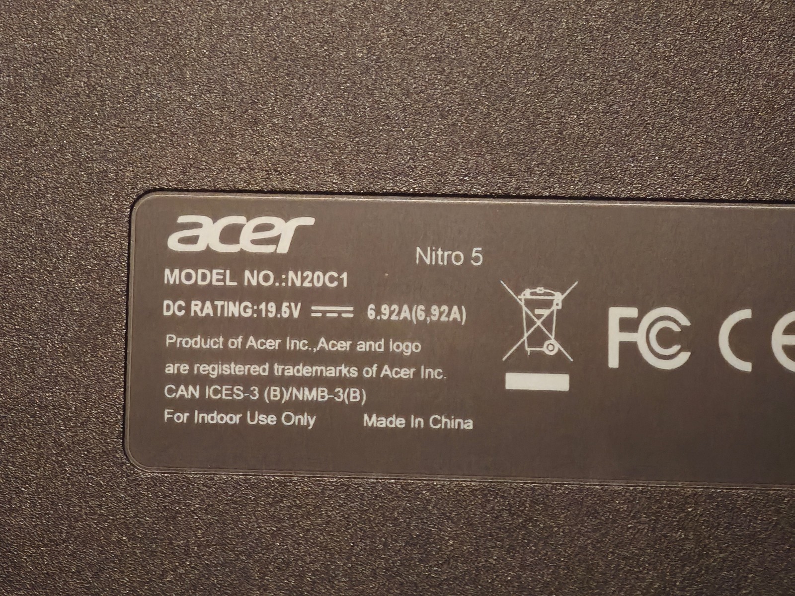 Acer Nitro 5 N20C1 – No HDD/RAM, Intel i7-10750H, Nvidia GTX Gpu; NOT WORKING