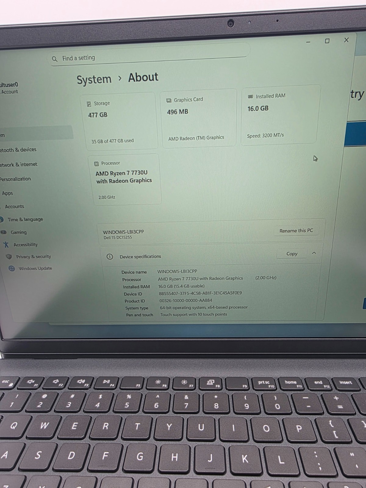 Dell Inspiron 15.6″ FHD Touch Laptop AMD Ryzen 7 7730U 16GB RAM 512GB W 2026.12
