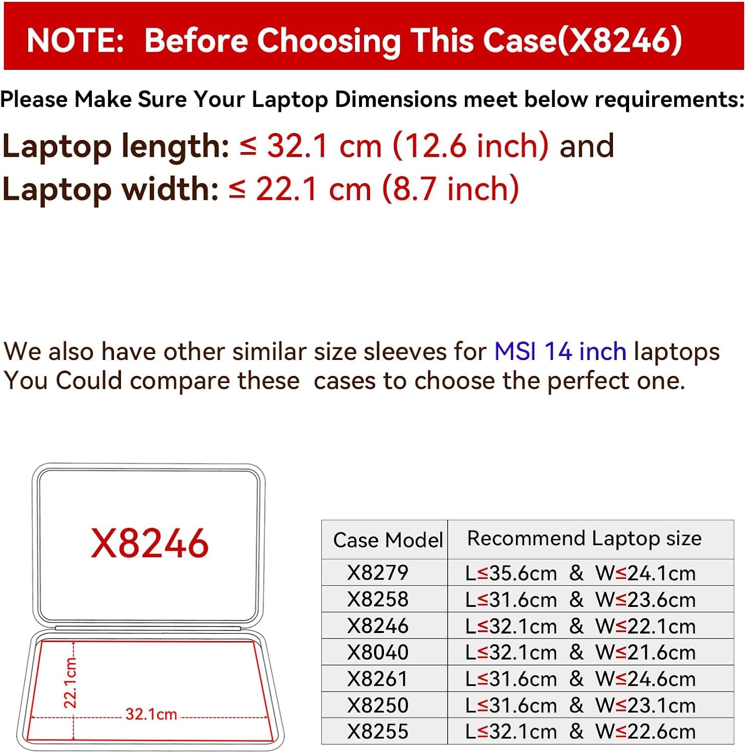 Protective Hard EVA Sleeve Case for 14″ MSI Modern 14, Prestige 14Evo Laptops