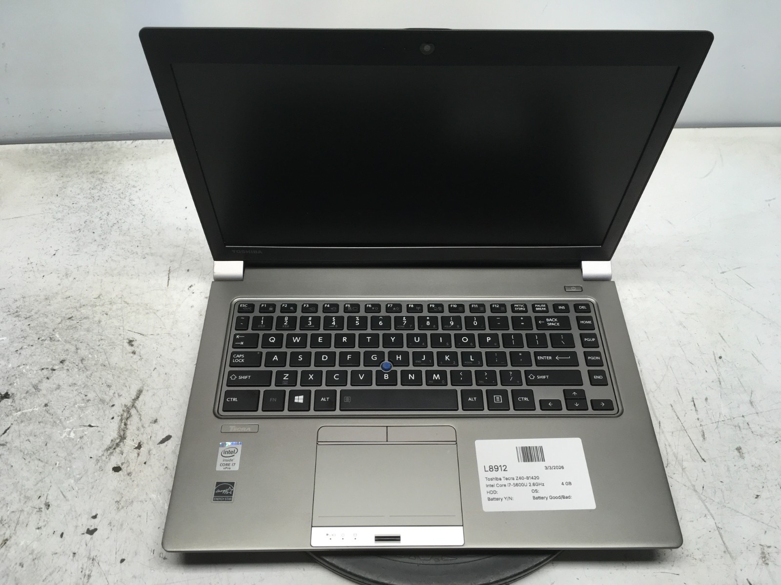 Toshiba Tecra Z40-B1420 Intel Core i7-5600U 2.6GHz 4 GB NO HDD