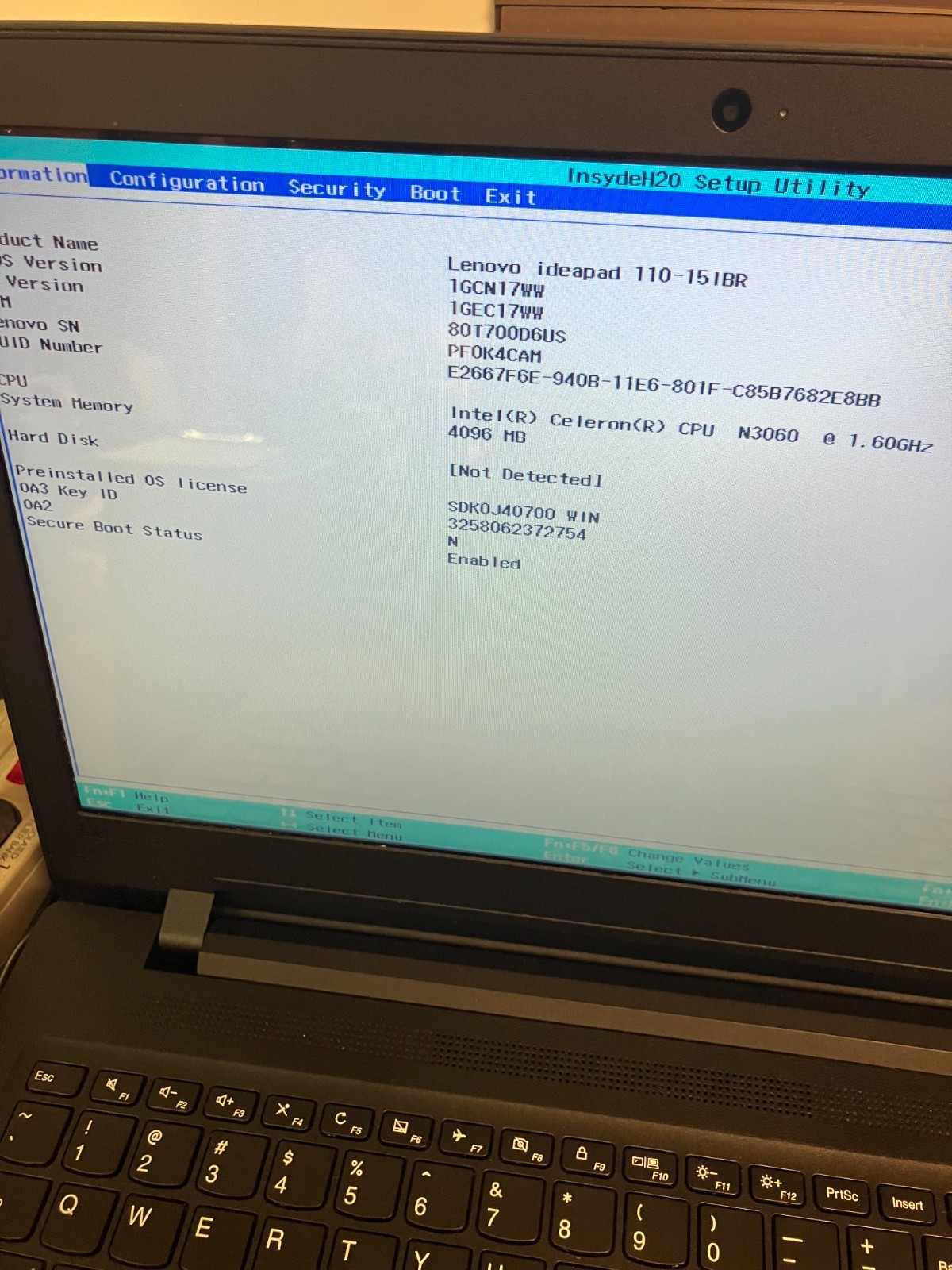 Lenovo IdeaPad 110-15IBR 15″ Laptop – Celeron N3060, 4GB RAM, 750GB HD for parts
