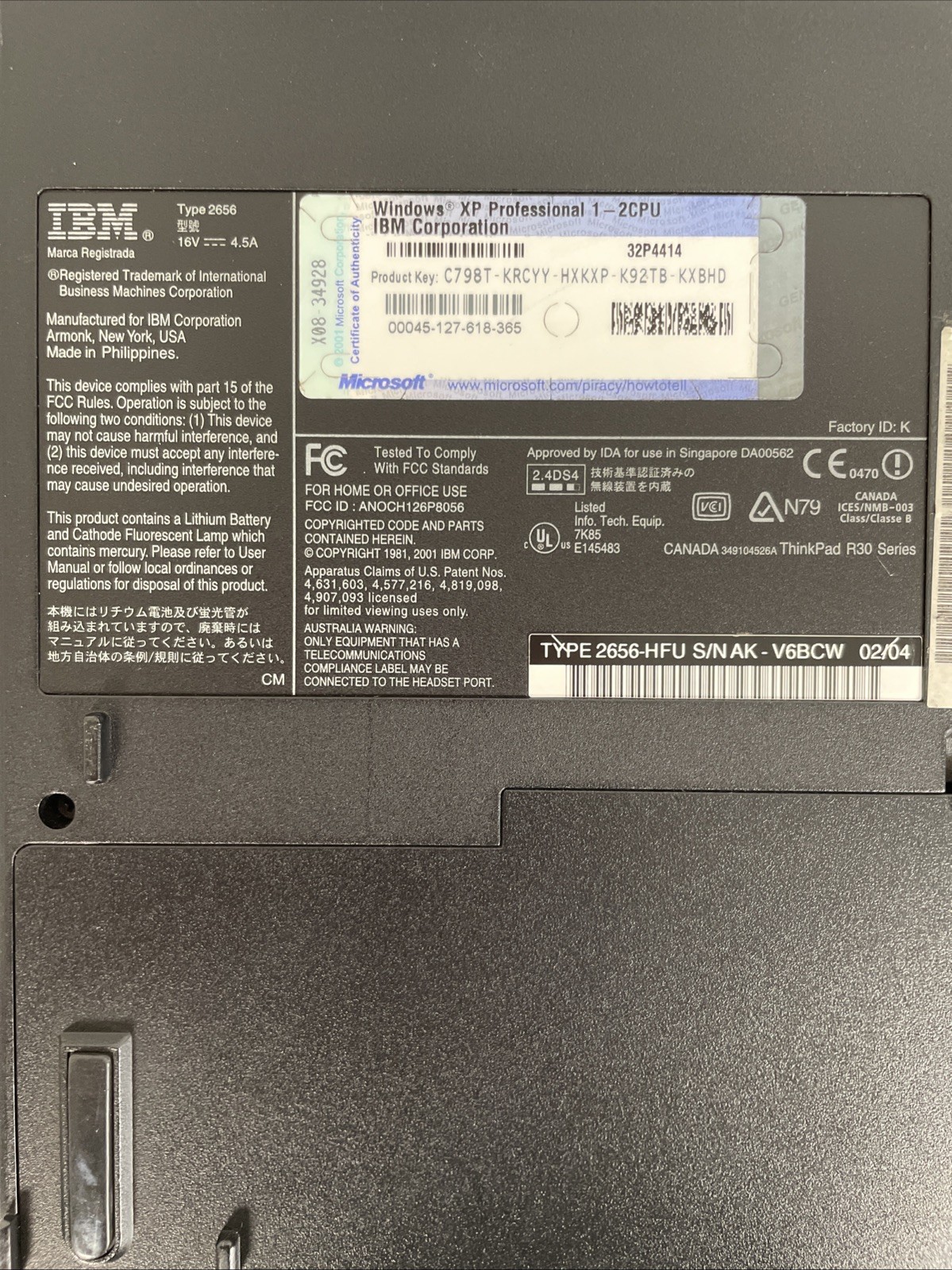 IBM ThinkPad R31 Pentium III 376MB RAM No HDD – BB – TESTED