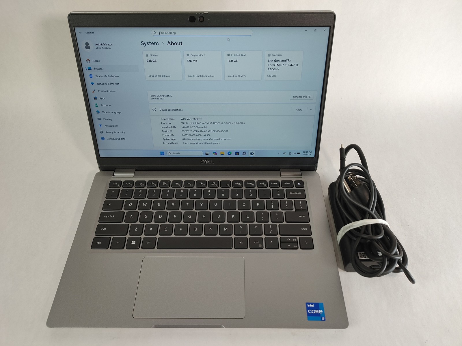 Dell Latitude 5320 Core i7-1185G7 3.00 GHz 16 GB DDR4 256 GB NVMe Windows 11 Pro