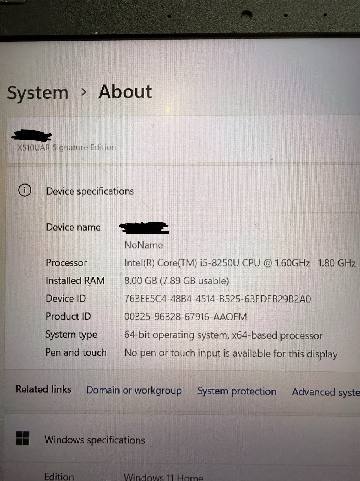 ASUS Laptop X510UAR 15″ Core i5-8250U 1.6GHz 8GB RAM With Charger