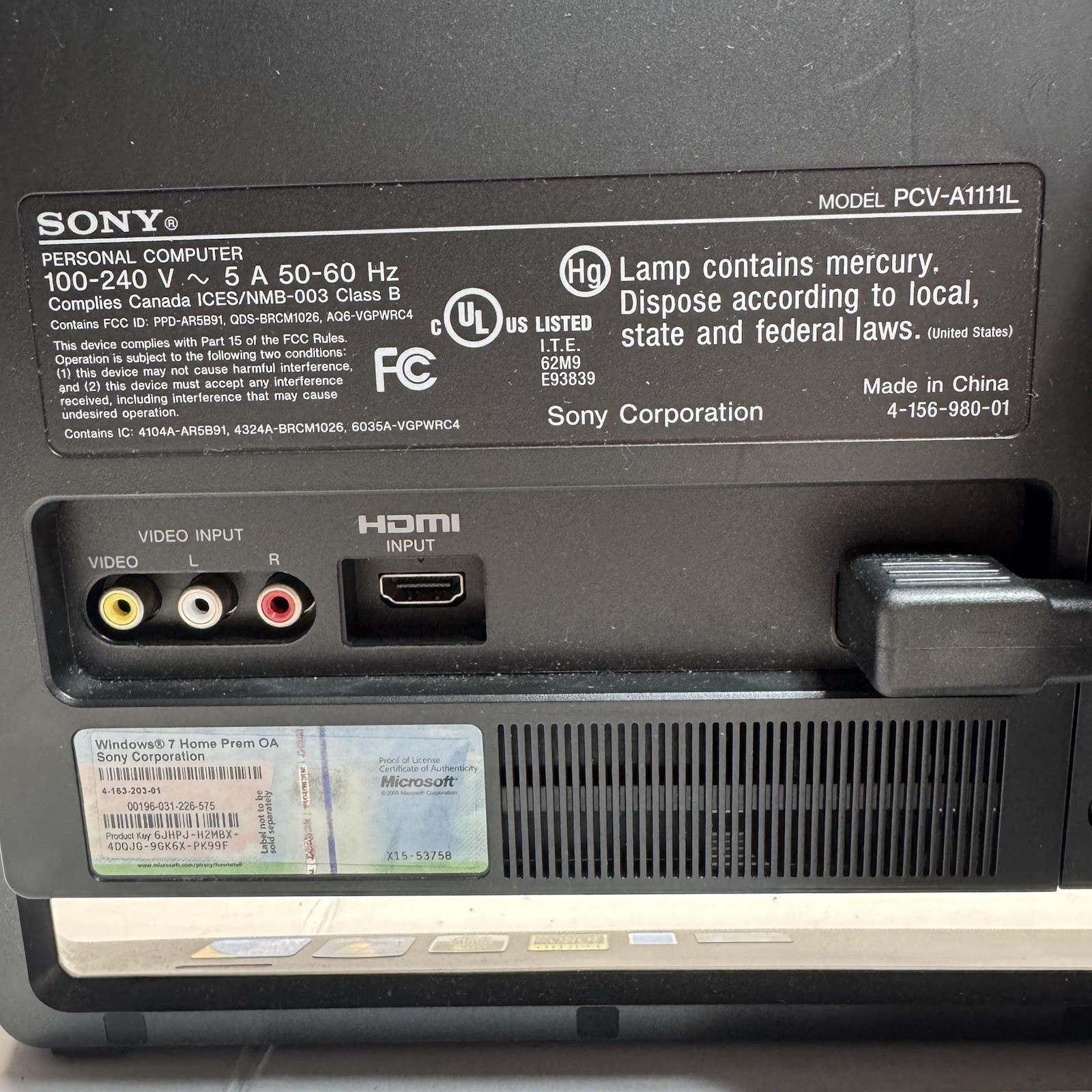 Sony VAIO VPCL116FX 24” All-In-One PC Core 2 Quad Password Locked Works