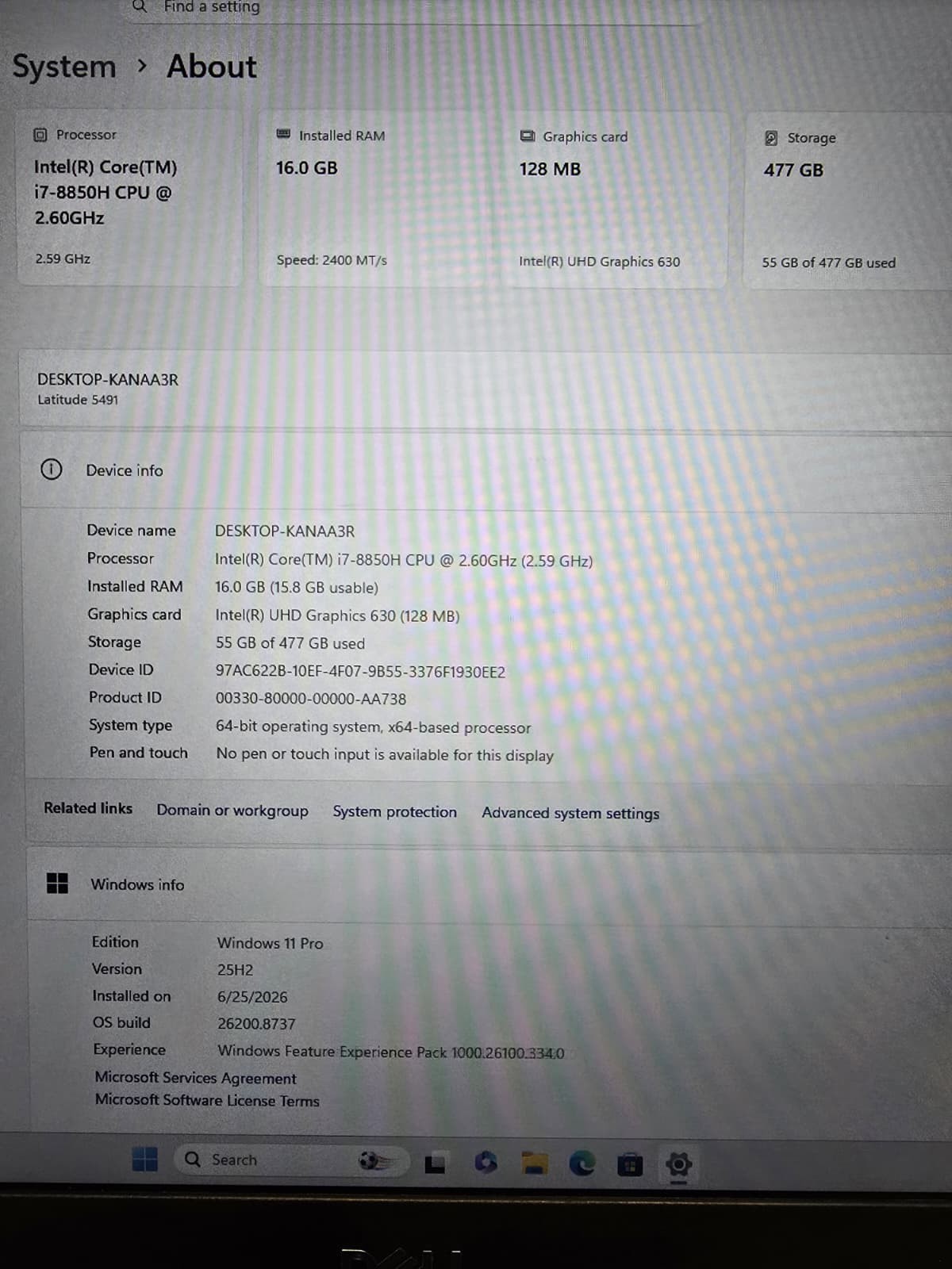 Dell Latitude 5491 | i7 8th Gen 16GB RAM 512GB SSD | FHD Backlit Win 11 Pro
