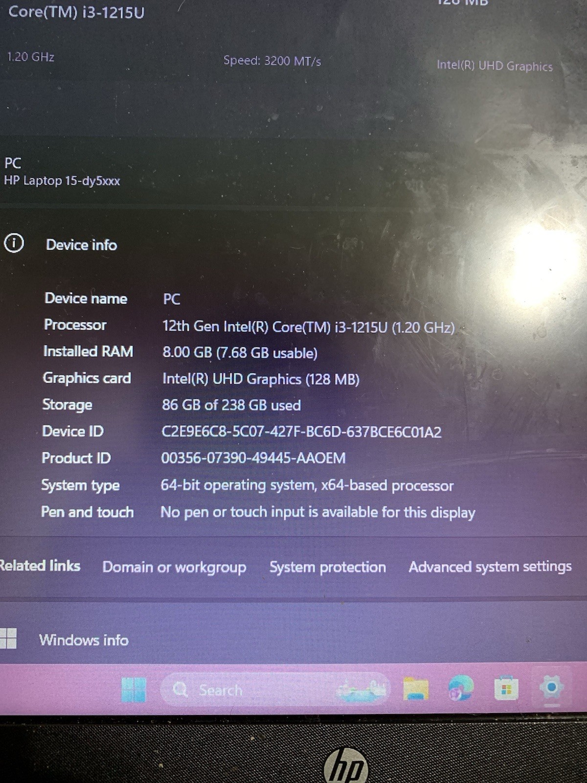 HP Laptop 15-dy5xxx 15.6in i3-1215U – Read Description