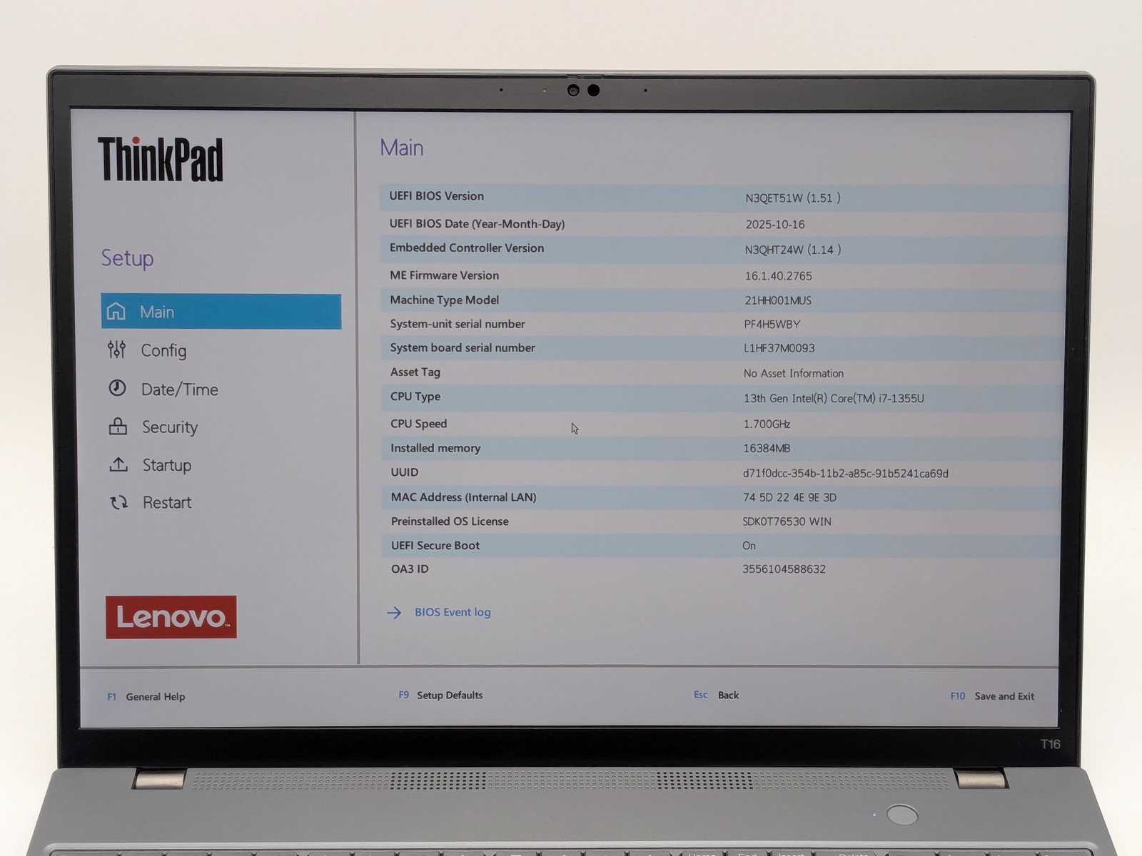 Lenovo ThinkPad T16 Gen 2 16″ Touch i7-1355U 16GB 512GB SSD Win 11 Pro