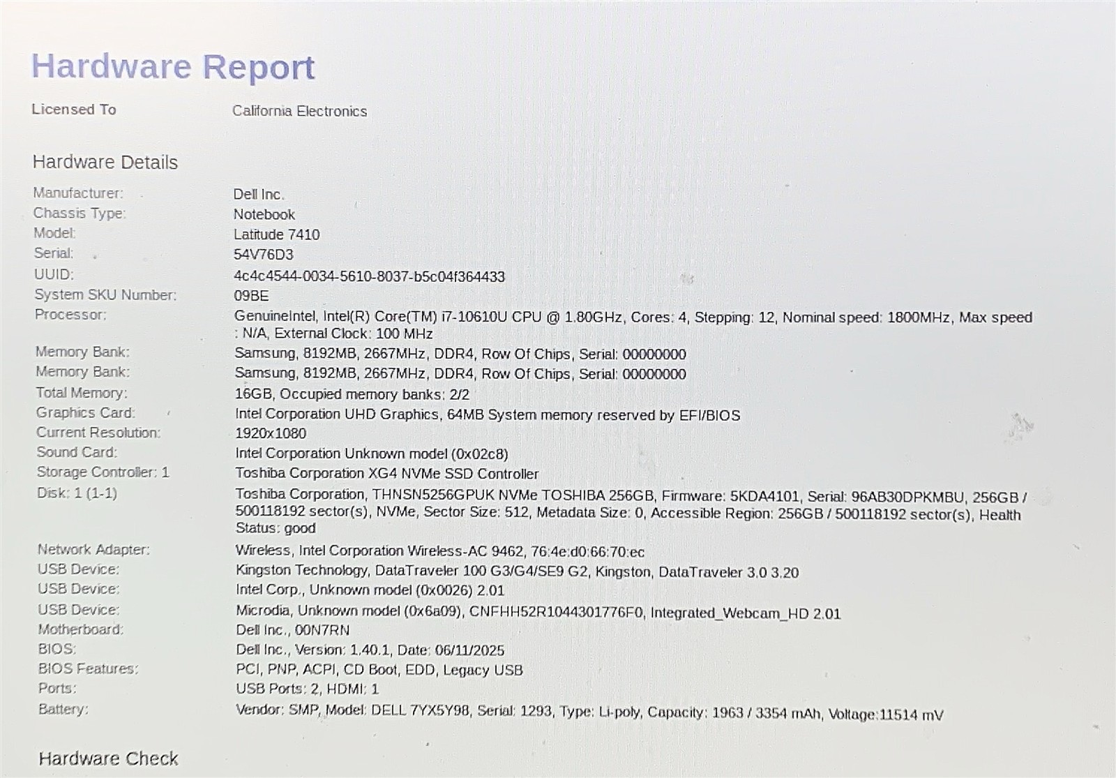 Dell Latitude 7410 Laptop i7 10610U 1.80GHZ 14″ FHD 16GB 256GB NVMe Windows 11