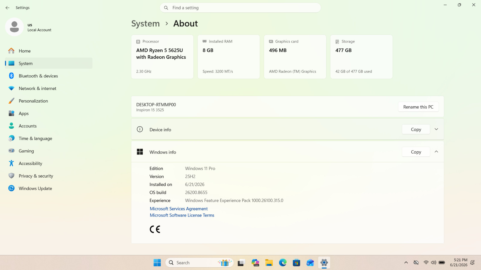 Dell inspiron 15 3525 – AMD Ryzen 5