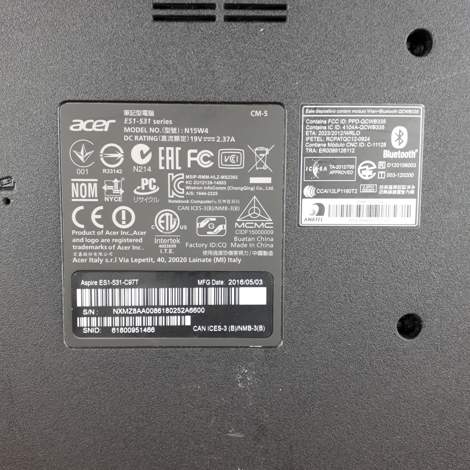 Acer Aspire ES1-531 N15W4 15.6″ Laptop N3060 1.60 8GB RAM 500GB HDD W10H H3942