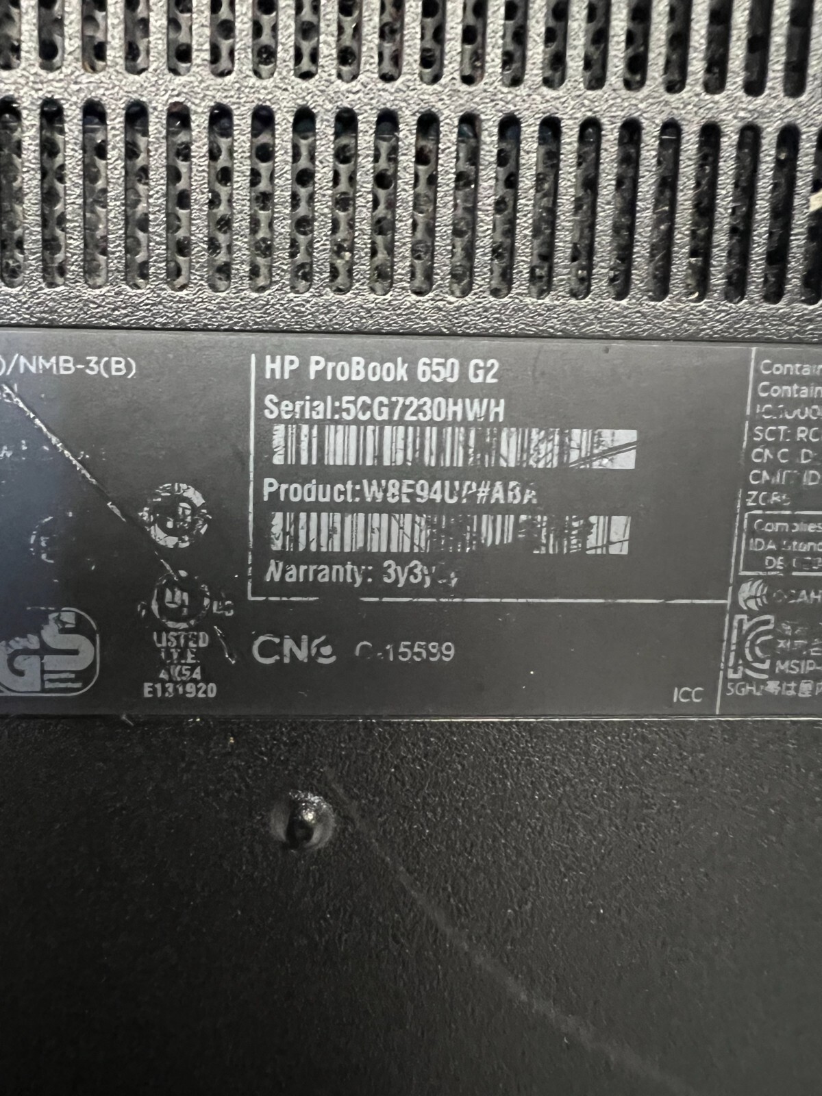 HP Probook 650 G2, i7-6th GEN, 8Gb ram, No HDD