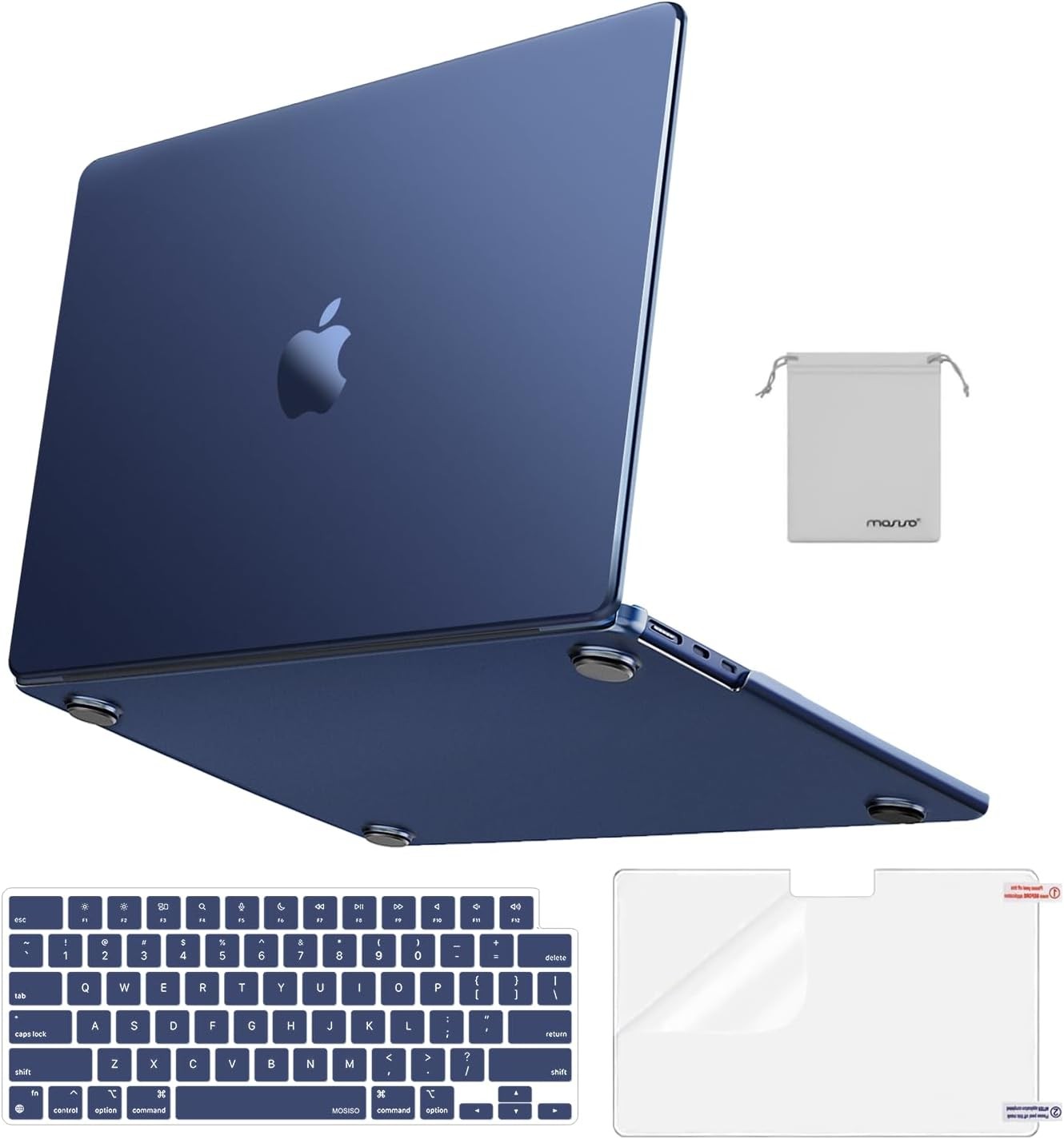 MacBook Air 13.6 Inch Case Kit, 4-in-1 Matte Hard Shell, M5 M4 M3 M2, Midnight C