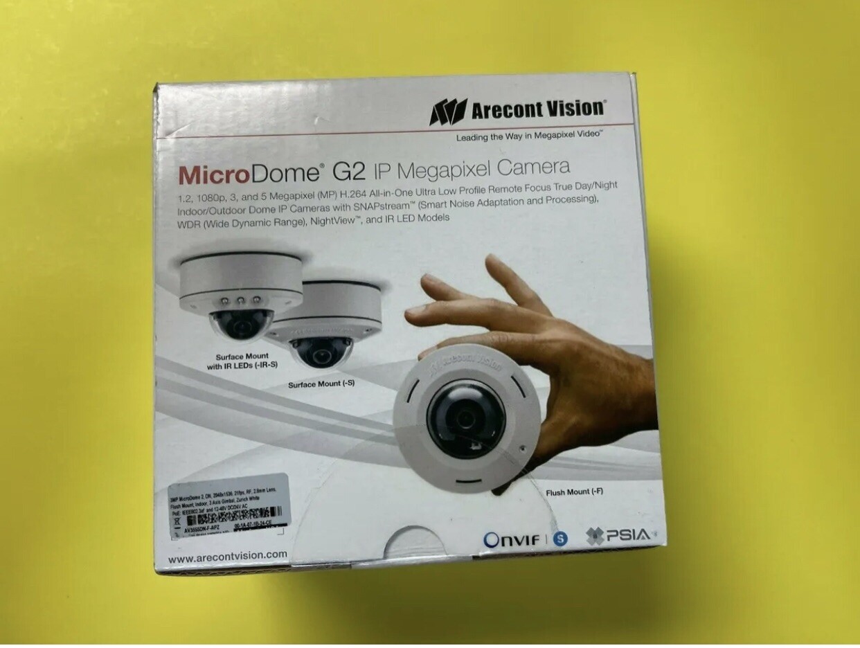 Arecont Vision AV3555DN-F-APZ IP 3 Megapixel MicroDome G2 Camera