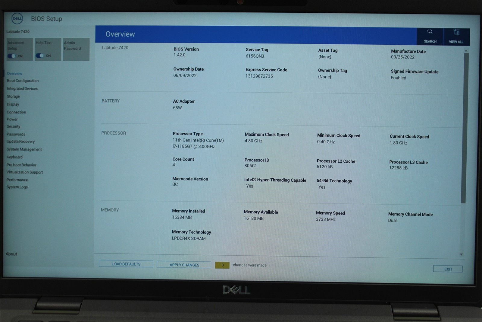 Dell Latitude 7420 14″ FHD Touch i7-1185G7 3.0GHz 256GB SSD 16GB RAM NO OS