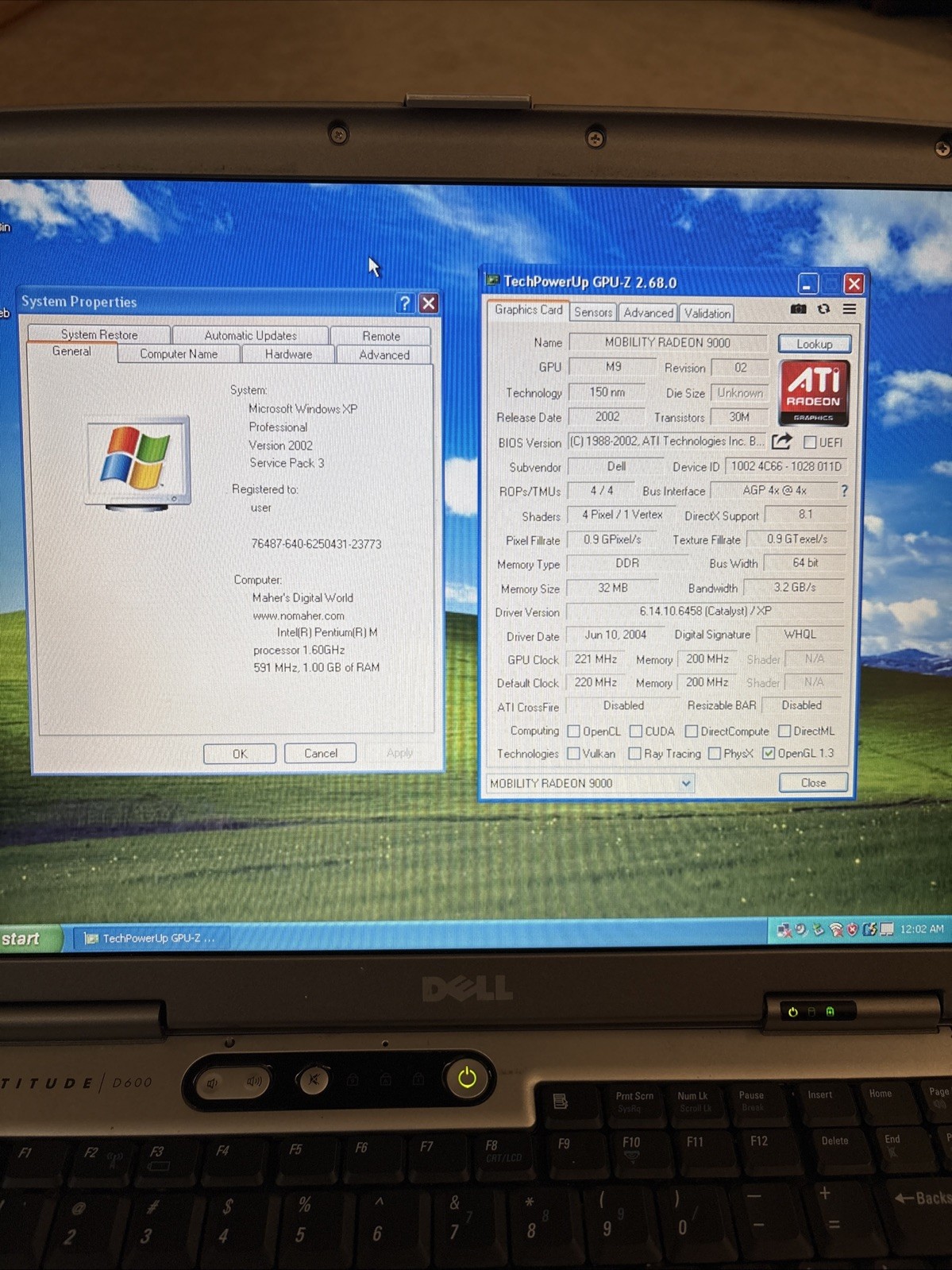 Dell Latitude D600, 1gb ram, 30gb HDD, Intel Pentium M, NO BATTERY