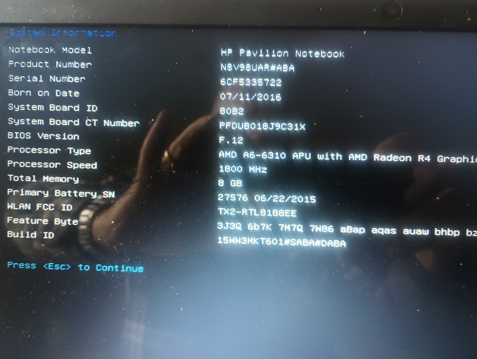 HP Pavilion Notebook Model 15-AB136CY S/N 6CF5335722 Blue, HD formatted