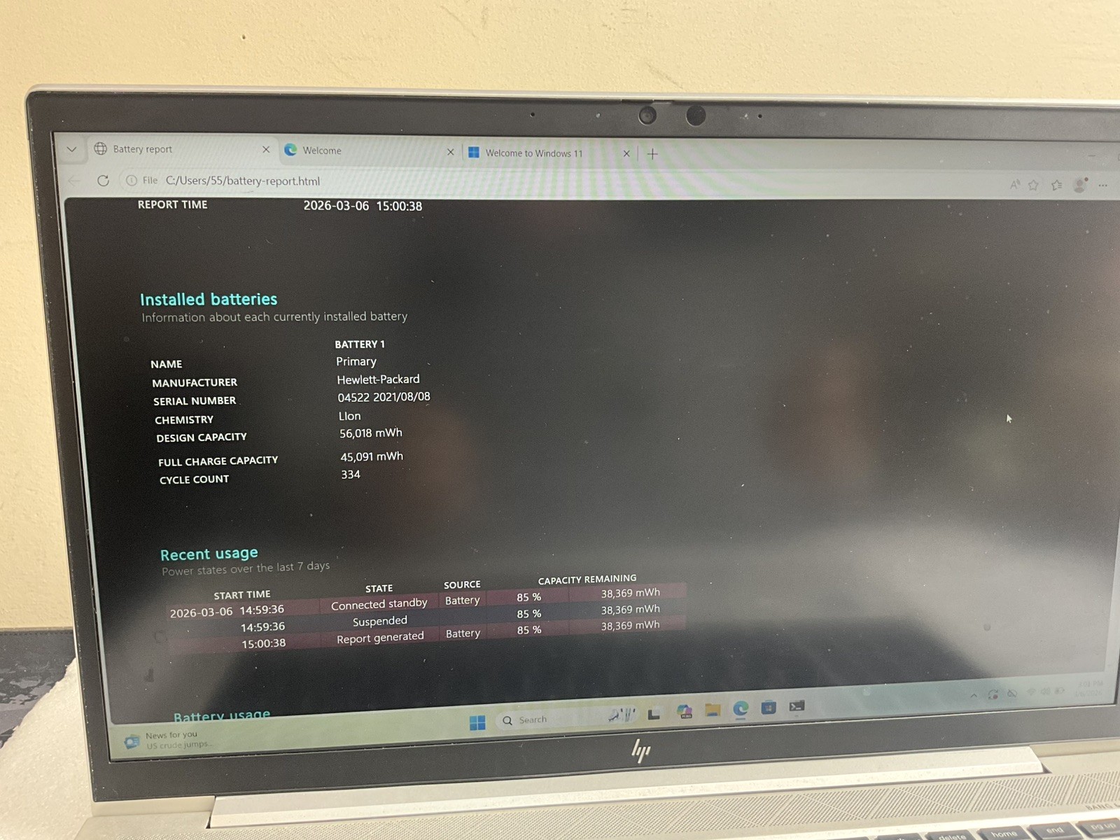 HP ELITEBOOK 850 G8 i5-1145G7/@2.60 /16GB Ram /256GB SSD Wins 11 Pro #334