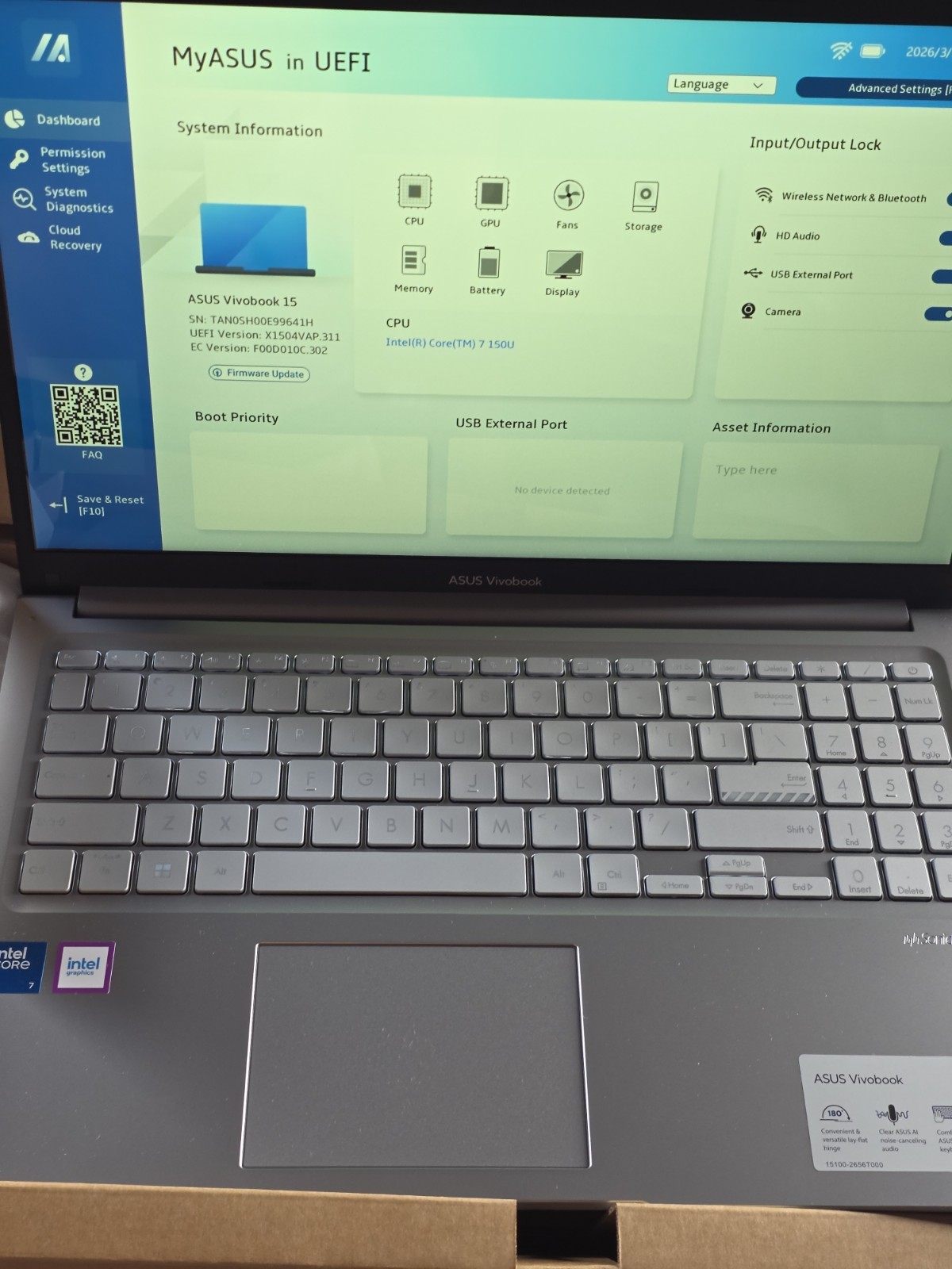 ASUS Vivobook 15.6″ Laptop Intel Core 7 150U 16GB 1TB Win111h F1504VAP-IH79T