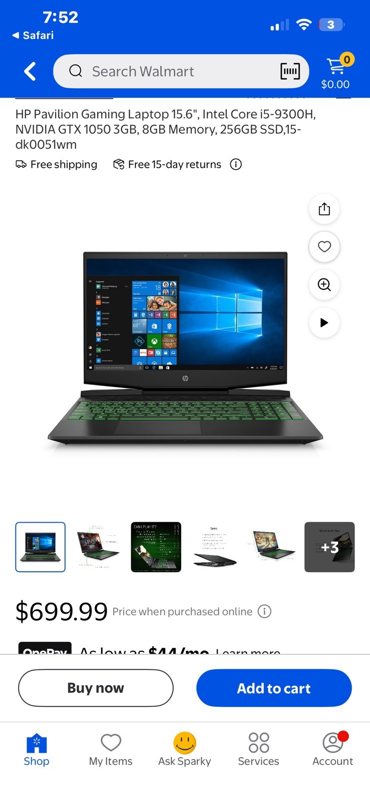 HP Pavilion Gaming 15.6″ Ryzen 5 4600H 16GB 238GB SSD GTX 1650 W11